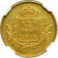 Portugal. 5000 Reis, 1863. NGC AU58 - 2