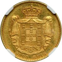 Portugal. 5000 Reis, 1872. NGC AU58 - 2