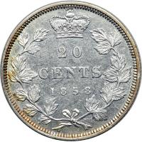 Canada. 20 Cents, 1858. VF - 2