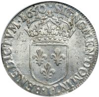 France. ½ Ecu a la meche longue, 1650-I (Limoges). NGC MS64 - 2