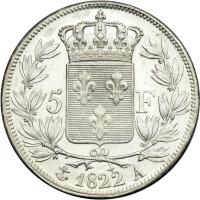 France. 5 Francs, 1822-A. NGC AU58 - 2