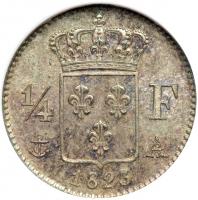 France. ¼ Franc, 1823-A. NGC MS65 - 2