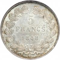 France. 5 Francs, 1848-BB (Strasbourg). NGC MS65 - 2