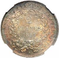 France. 2 Francs, 1851-A (Paris). NGC MS65 - 2