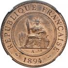 French Cochinchina. Cent, 1894-A. NGC UNC