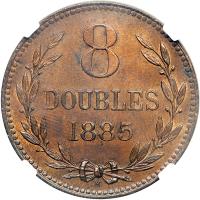 Guernsey. 8 Doubles, 1885-H. NGC MS63 - 2