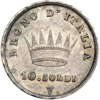 Italian States - Kingdom of Italy. 10 Soldi, 1812-V. NGC AU58 - 2