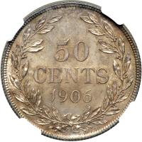 Liberia. 50 Cents, 1906-H. NGC MS63 - 2