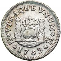 Mexico. ½ Real, 1739-Mo MF. EF - 2