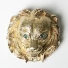 18K Yellow Gold Lion Head Pendant/Brooch