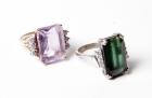 Collection of 2 Gemstone, Diamond, White Gold Rings