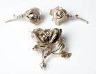 14K Yellow Gold, Diamond Rose Design Brooch & Earring Suite