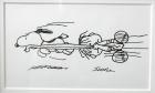 Schultz, Charles -- Original Drawing of Snoopy Pulling Linus