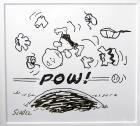 Schulz, Charles -- Original Drawing of Charlie Brown Being Hit on the Mound