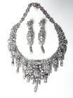 Antique Style Diamond, Silver on Yellow Gold Necklace & Earring Suite