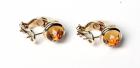 Pair of Citrine, Diamond, 18K Yellow Gold Earrings