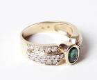 Lady's Emerald, Diamond, 18K Yellow Gold Ring