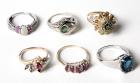 Collection of 6 Lady's Gemstone, Yellow & White Gold Ring