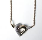 Diamond, 14K Yellow Gold Heart Shaped Pendant/Necklace