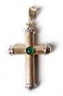 14K Yellow Gold, Green Stone, Cross