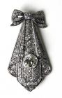 Art Deco Diamond, Platinum Ribbon Style Brooch/Pendant