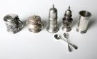 Antique European Sterling Silver 5-piece Condiment Set