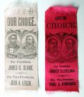 [Presidents] Campaign Ribbons For Cleveland/Hendricks and Blaine/Logan