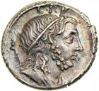 Roman Republic. Cn. Lentulus, moneyer. AR Denarius minted at Rome, 76/75 BC. EF