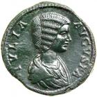 Julia Domna, wife of Septimius Severus, AD 193-211. AE Sestertius minted at Rome, AD 197. EF