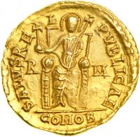 Licinia Eudoxia, wife of Valentinian III, AD 425-455. Gold Solidus (4.47 g) minted at Rome, c. AD 440-455. EF - 2