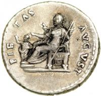 Domitia, wife of Domitian, AD 81-96. AR Denarius (3.36 g) minted at Rome, AD 82-83. VF - 2