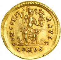 Arcadius, AD 383-408. Gold Solidus (4.43 g) minted at Thessalonica, AD 397-403. VF - 2