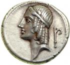 C. Piso L.f. Frugi, moneyer. AR Denarius minted at Rome, 67 BC. EF