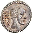 C. Antius C.f. Restio, moneyer. AR Serrated Denarius minted at Rome, 47 BC. EF