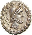 Lucius Aurelius Cotta, moneyer. AR Serrated Denarius minted at Rome, c. 105 BC. EF