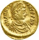 Anastasius I, 491-518. Gold Tremissis (1.22 g) minted at Constantinople. EF