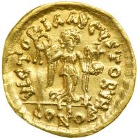 Anastasius I, 491-518. Gold Tremissis (1.22 g) minted at Constantinople. EF - 2