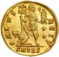 Valens, AD 364-378. Gold Solidus (4.49 g) minted at Thessalonica, AD 364-367. AU - 2