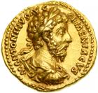 Marcus Aurelius, AD 161-180. Gold Aureus (7.25 g) minted at Rome, December AD 165-Summer AD 166. EF