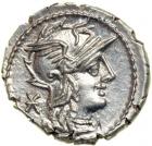 Roman Republic. Ti. Minucius C.f. Augurinus, moneyer. AR Denarius minted at Rome, c. 133 BC. MS