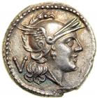 Anonymous Issue, c. 215-212 BC. AR Quinarius probably minted in Southeastern Italy. EF