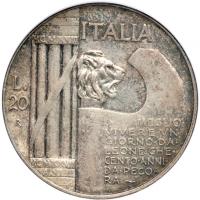 Italy. 20 Lire, 1928-R. NGC AU55 - 2