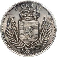 Belgian Congo. Franc, 1887. PCGS MS64 - 2