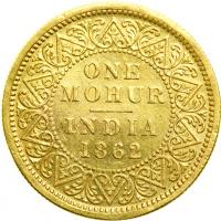 India. Mohur, 1862 (C). NGC AU58 - 2