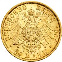 German States - Prussia. 20 Marks, 1905-A. UNC - 2