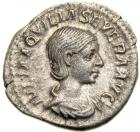 Aquilia Severa, wife of Elagabalus, AD 218-222. AR Denarius minted at Rome. VF