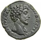 Marcus Aurelius, AD 161-180. AE Sestertius minted at Rome as Caesar by Antoninus Pius, AD 157-158. VF