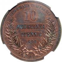 German New Guinea. 10 Pfennig, 1894-A. NGC PF - 2