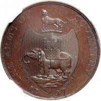 Great Britain-Warwickshire. Halfpenny, 1797. NGC MS65 - 2