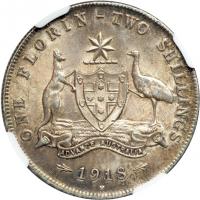 Australia. Florin, 1918-M. NGC AU58 - 2